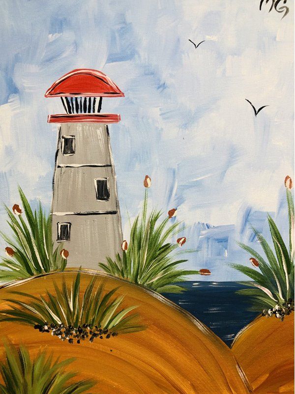 Beach Lighthouse acrylic painting