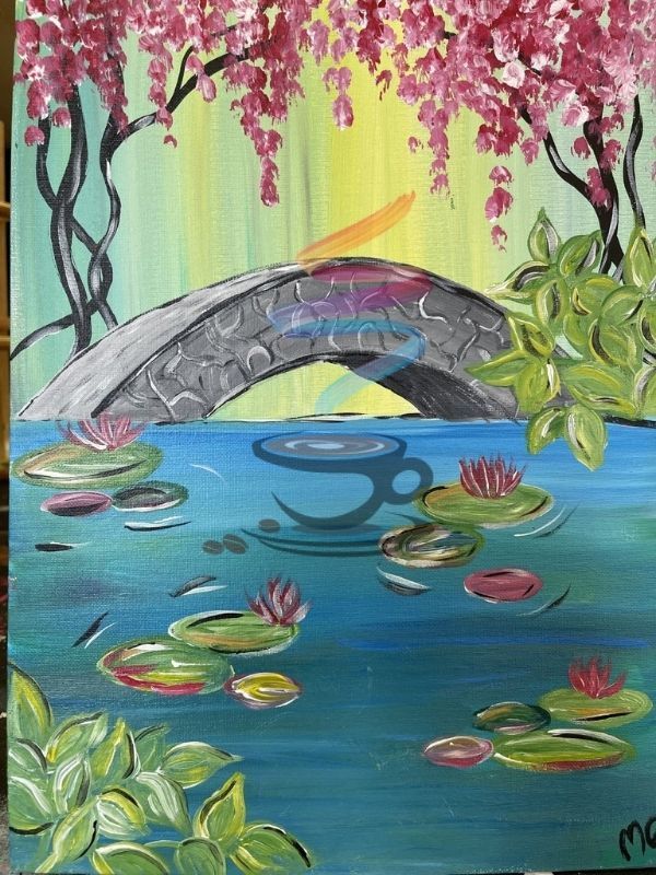 Bridge Over Water acrylic painting
