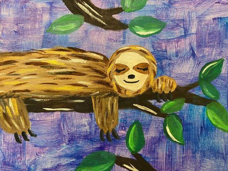 Sloth in a tree painting