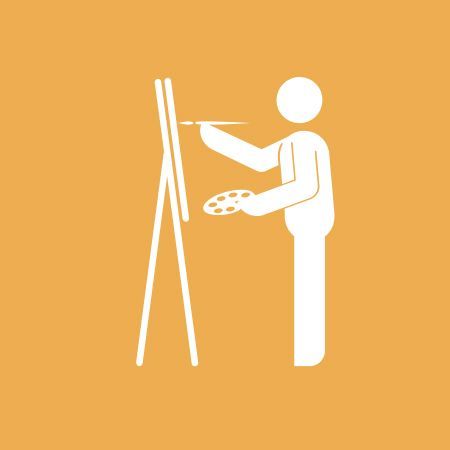 person painting standing up