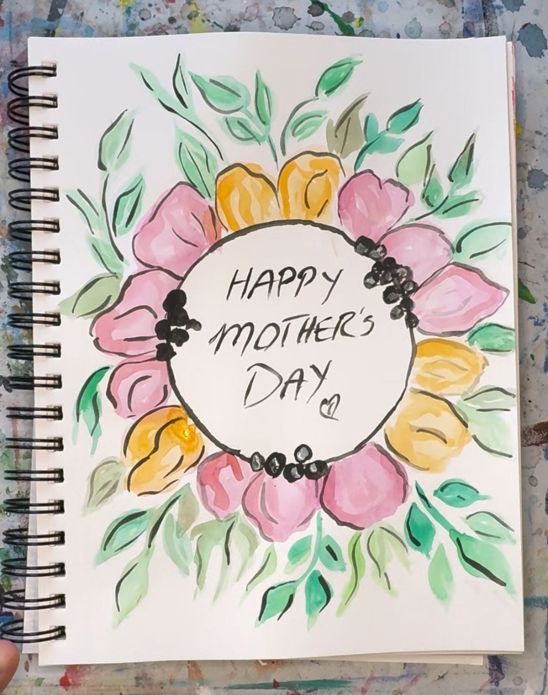 mother's day watercolr wreath card