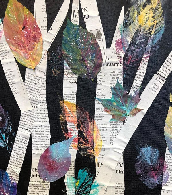 Trees made out of paper clippings