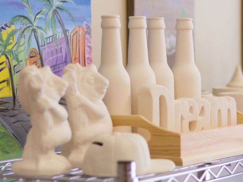 ready to paint ceramics in art studio