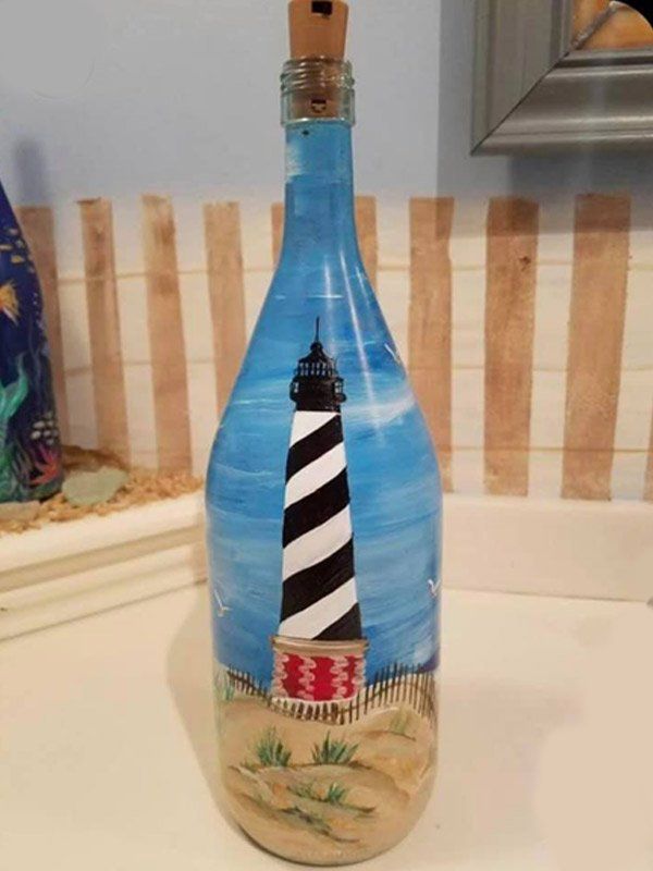 Lighthouse on a Beach on Bottle