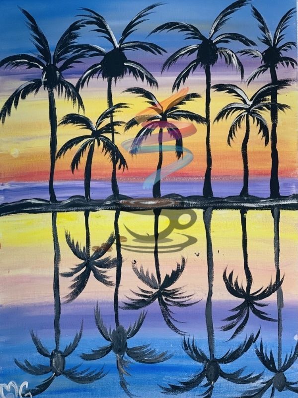 palm tree reflection painting