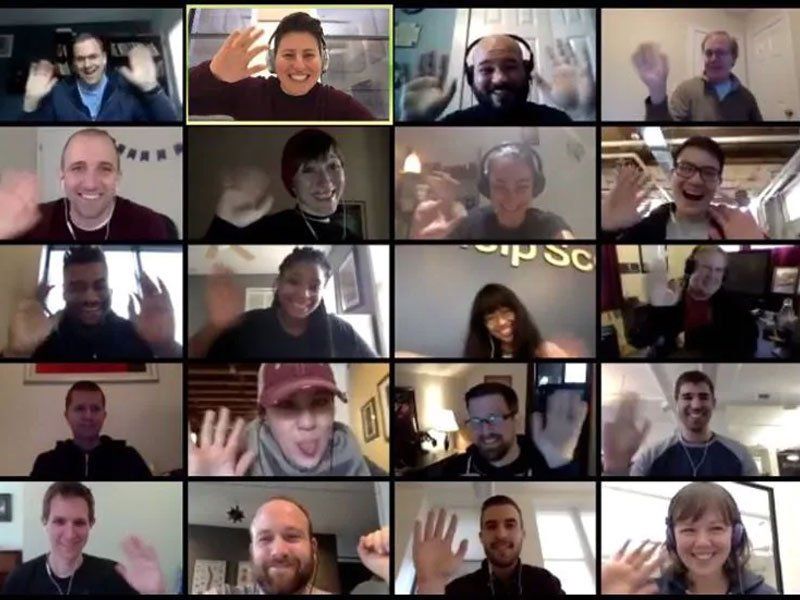 virtual paint and sip with everyone waving