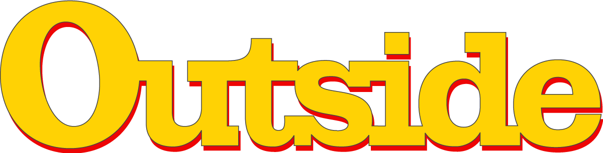 "Outside" in yellow letters with a red outline.