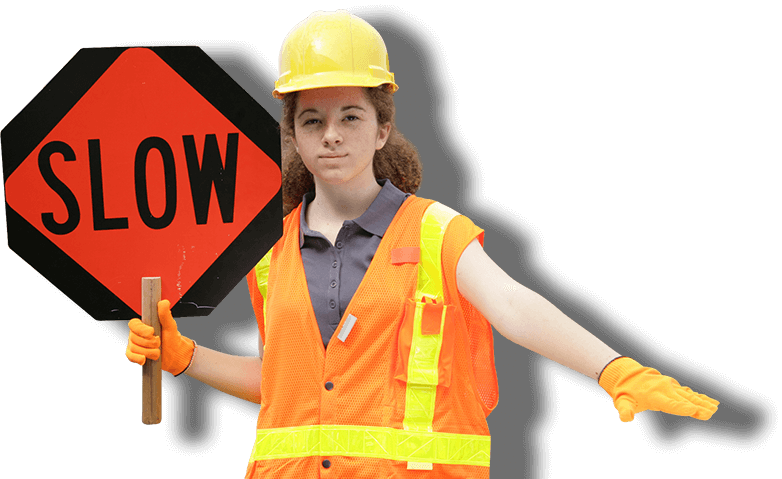 mildura traffic management a girl holding a stop sign
