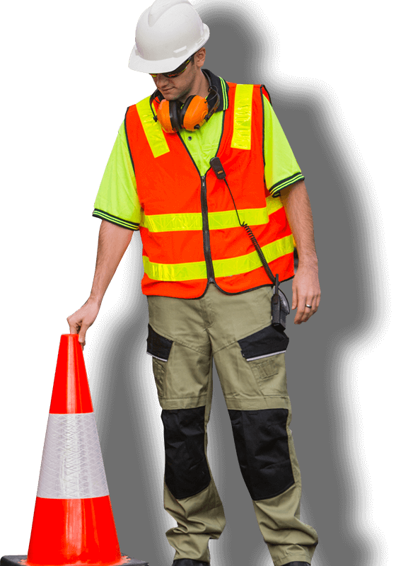 mildura traffic management man positioning parking cones on the road