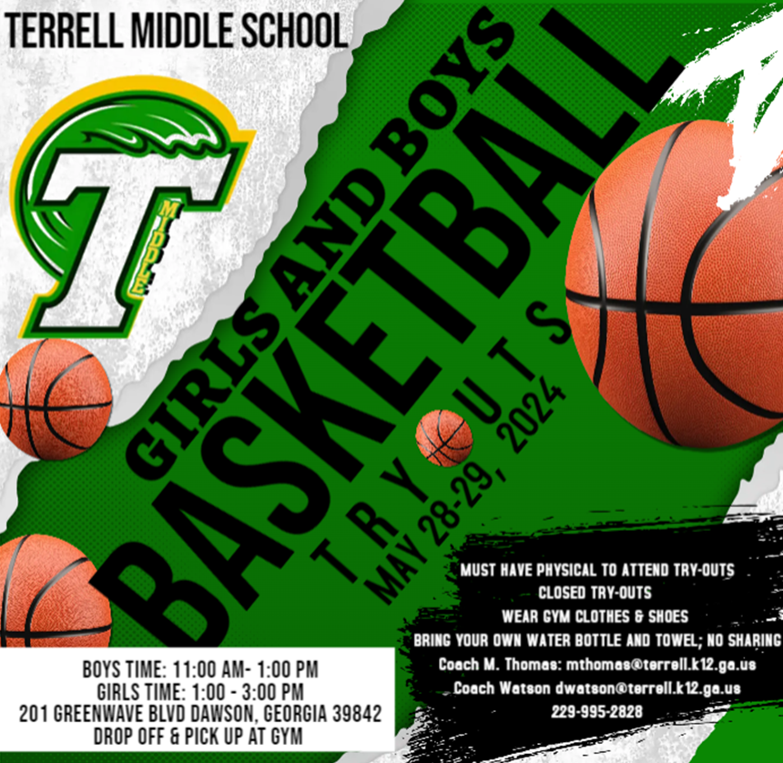 A poster for girls and boys basketball tryouts
