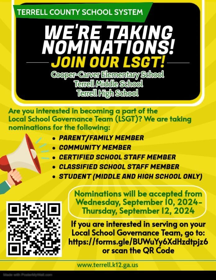 We are accepting nominations for our Local School Governance Team from September 10 until September 12, 2024.