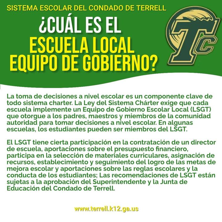 Un anuncio sobre el Equipo de Gobierno Escolar Local