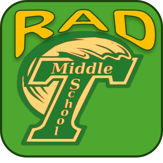 Rad middle school logo on a green background