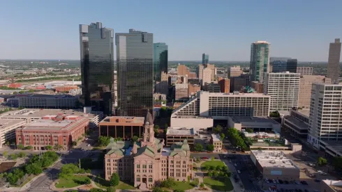 Arial view of downtown Fort Worth, TX