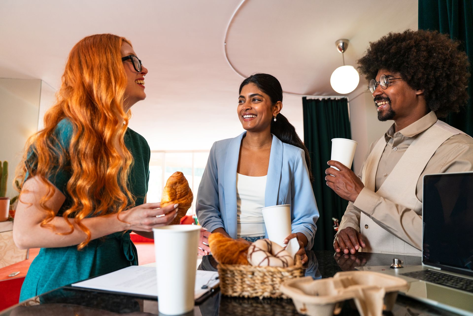 Team enjoying a well-stocked break room