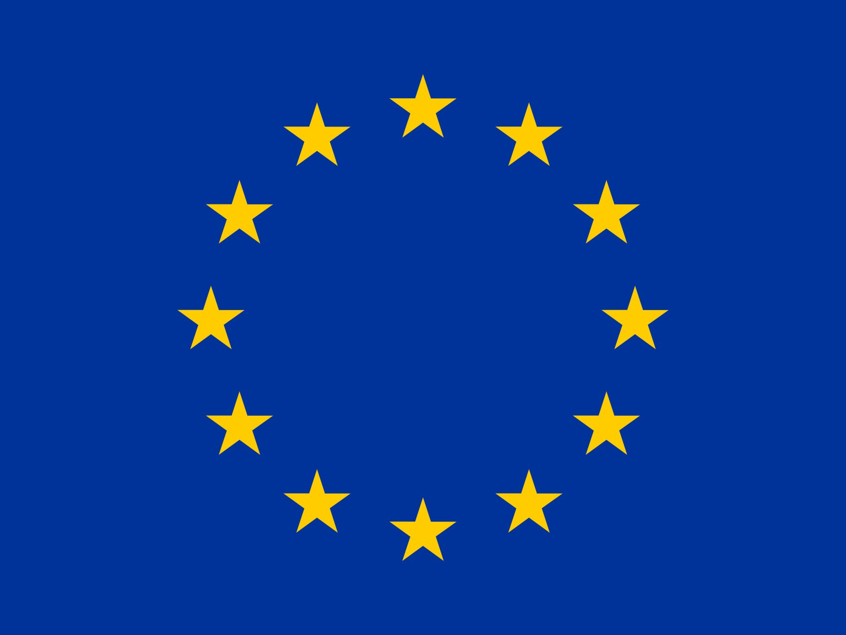 Eine blaue Flagge mit gelben Sternen in einem Kreis