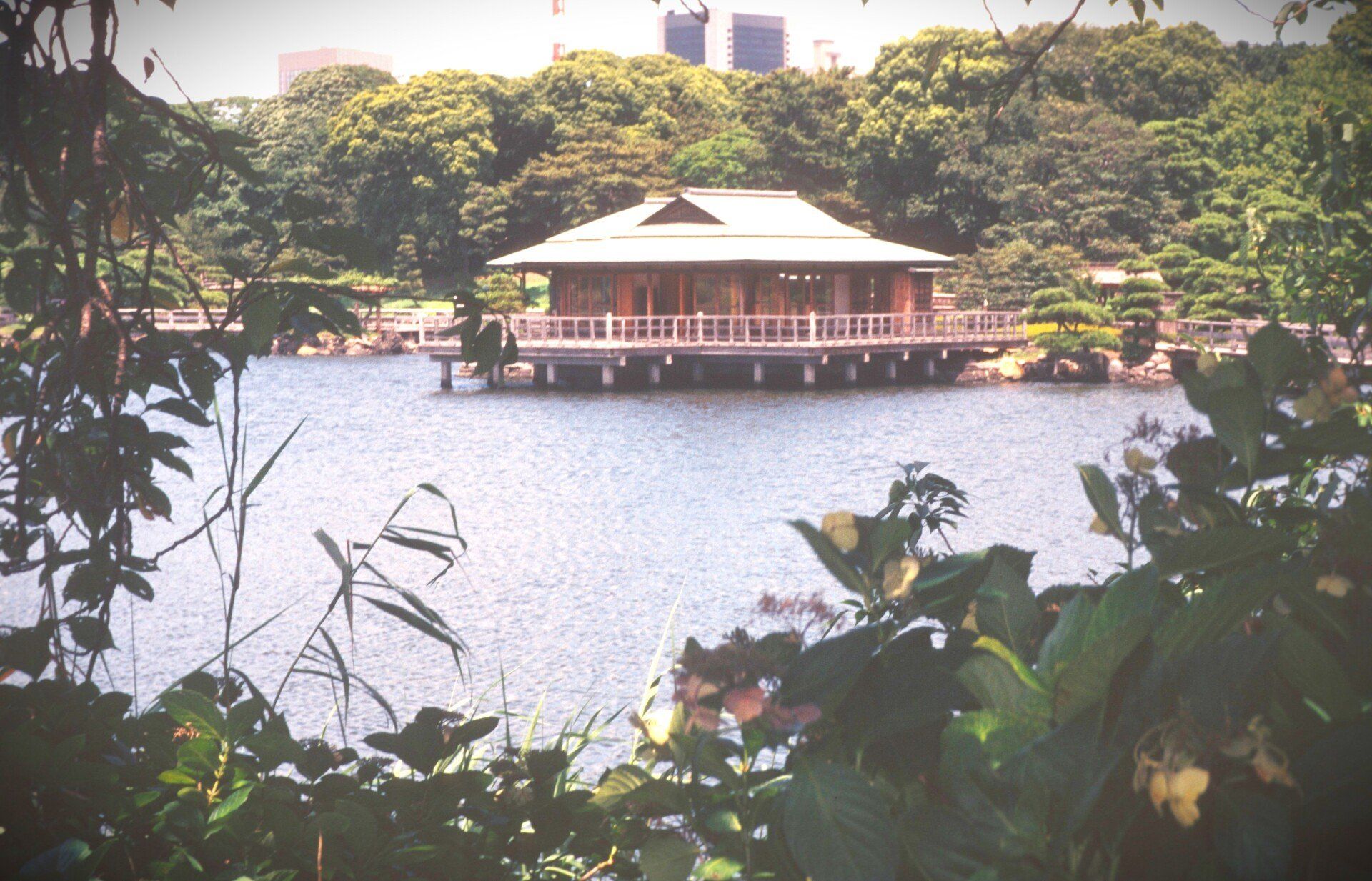 Ein Haus auf einem Dock mitten in einem See