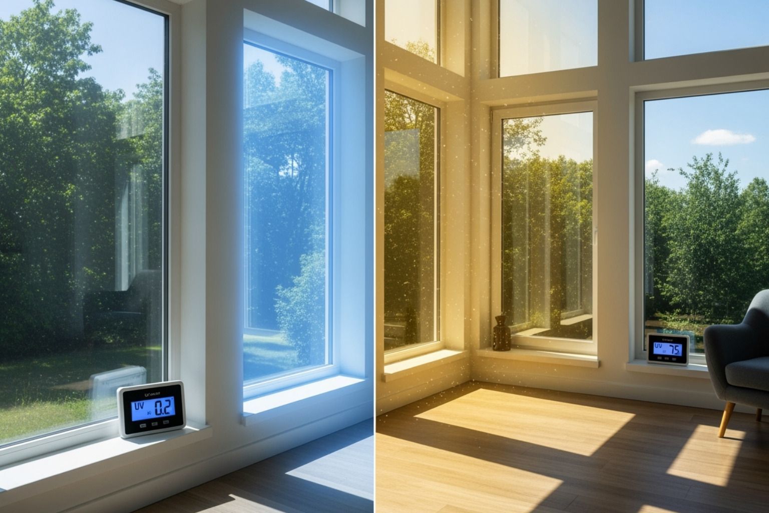 Professional installer applying film - UV protection windows