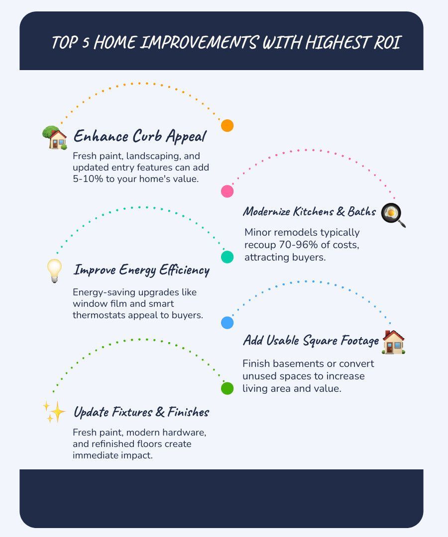 top home improvements with highest ROI infographic - increase property value infographic infographic-line-5-steps-blues-accent_colors