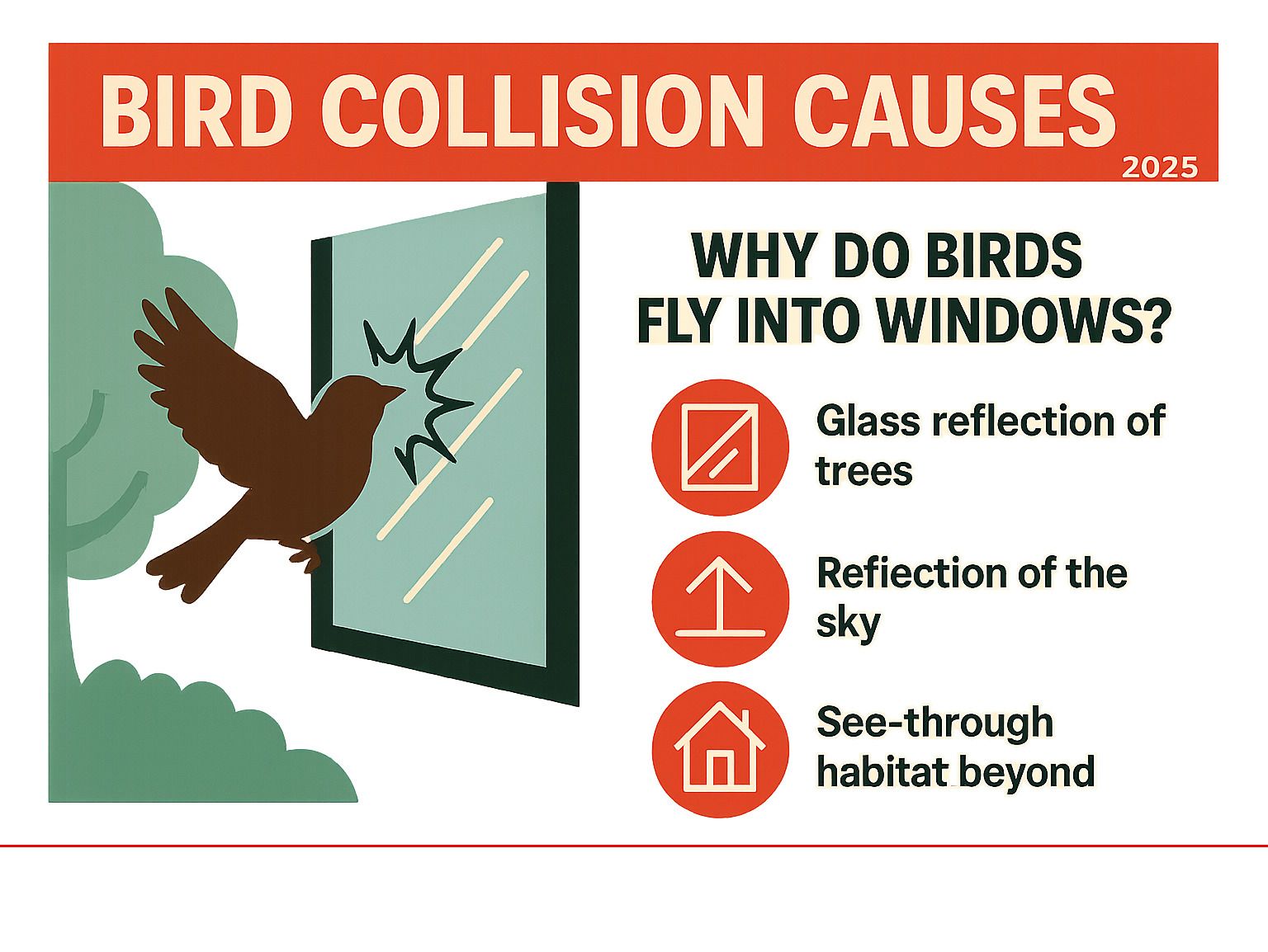 infographic showing bird collision causes - film to keep birds from flying into windows infographic 