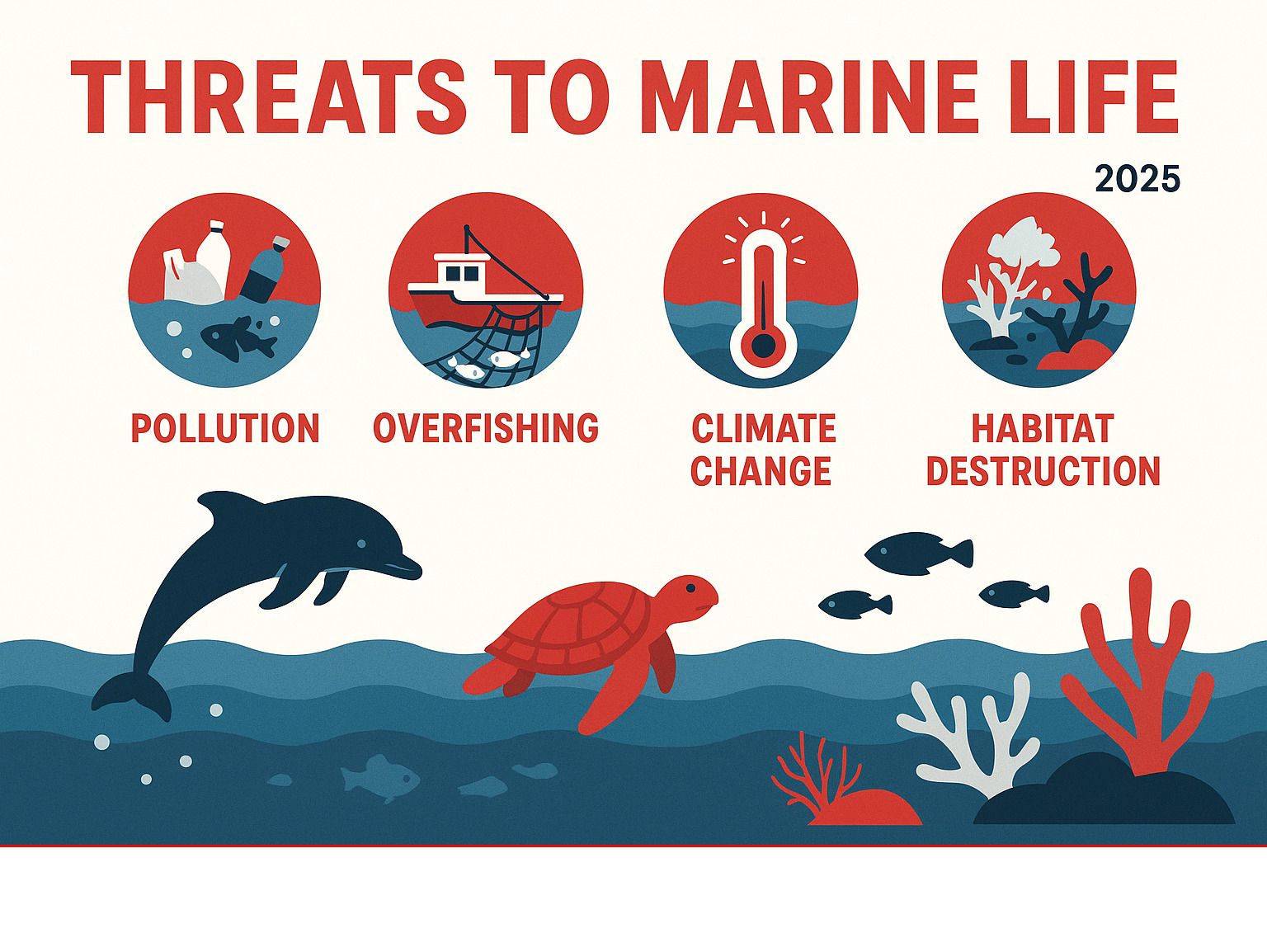 infographic explaining threats to marine life - Marine life protection infographic 