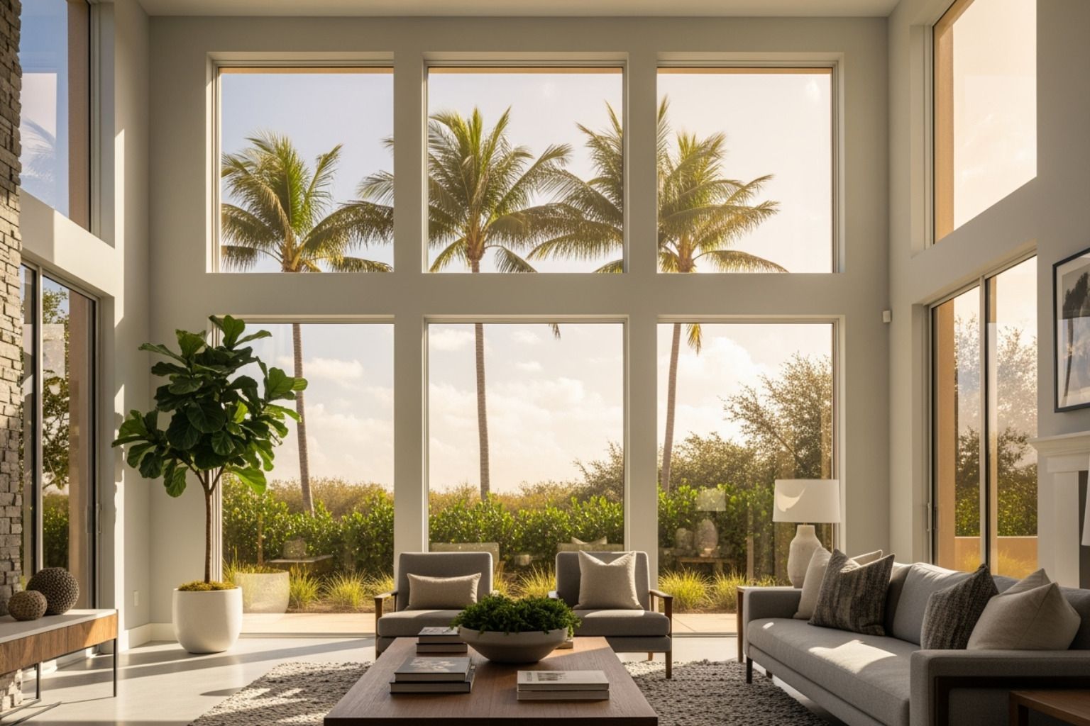 family enjoying sunlit room - Residential tinting cost