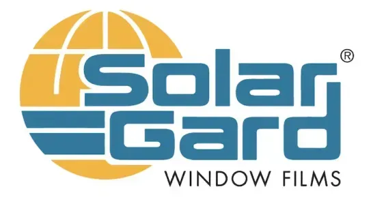 Solar Gard Window Films logo with orange globe and blue text