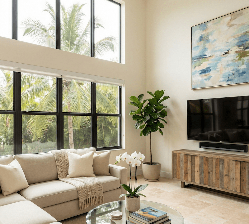 living room with tinted windows - window tinting st augustine florida