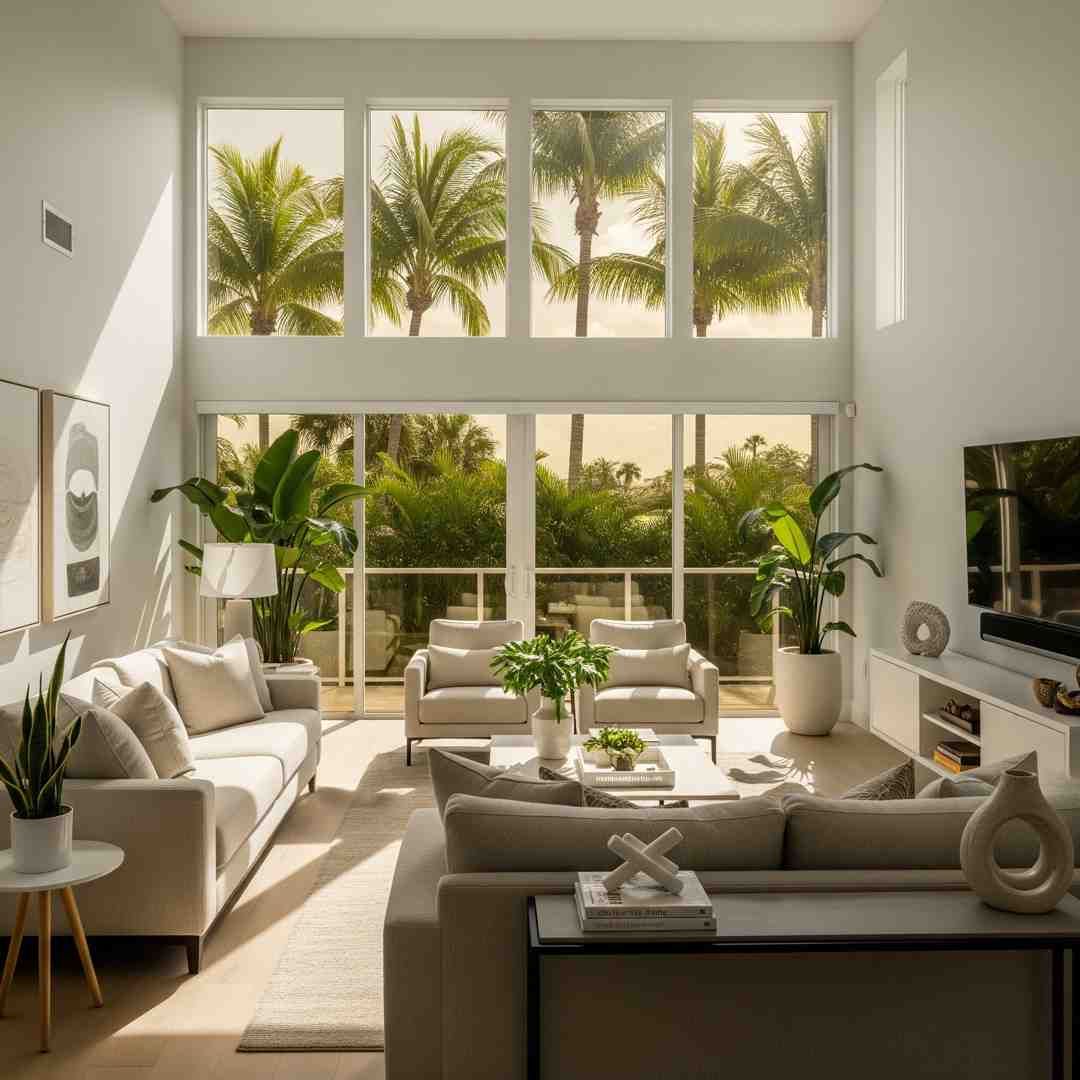 sun-drenched living room with tinted window - window tinting amelia island
