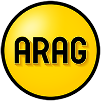 A yellow circle with the word arag on it