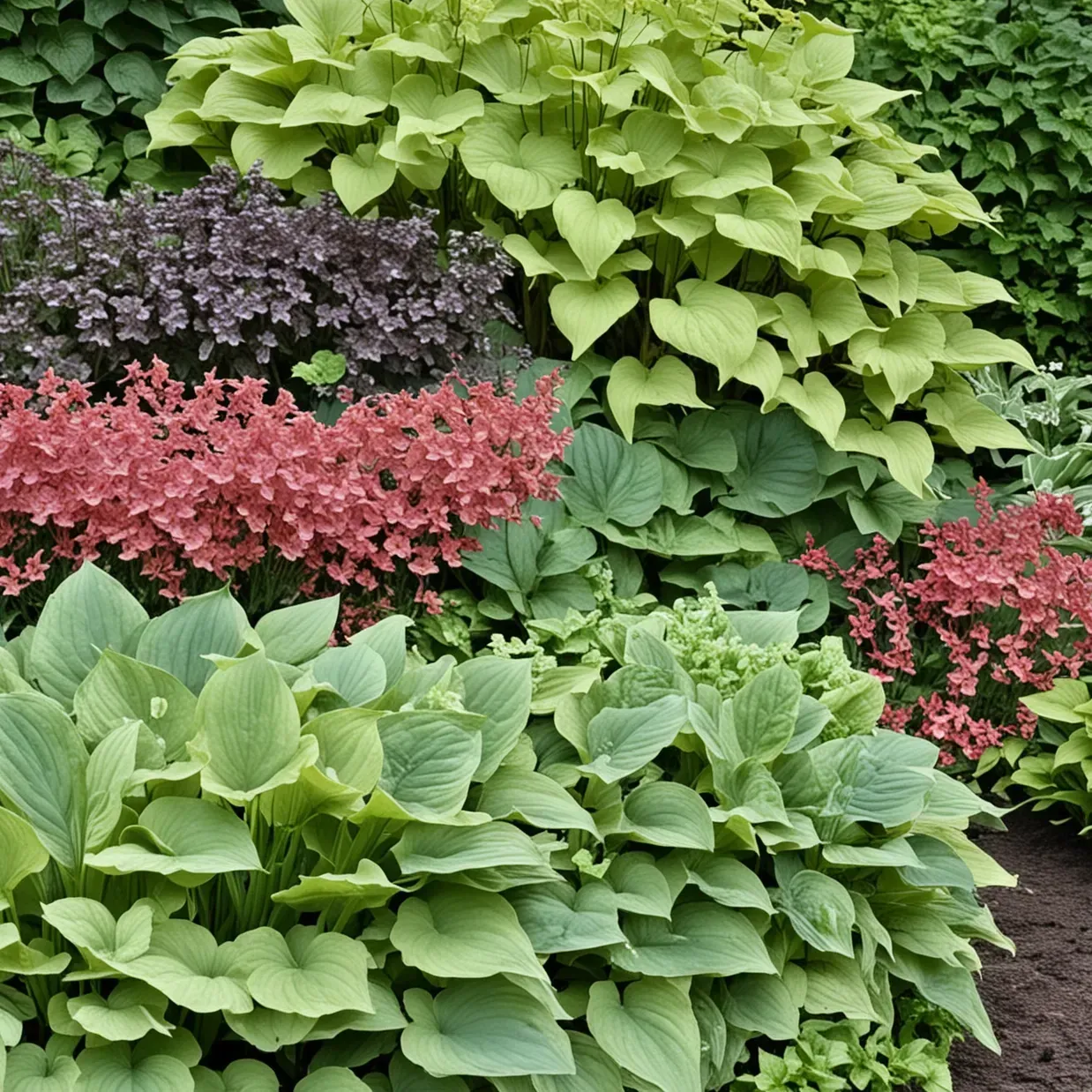 A bunch of plants with green leaves and red flowers