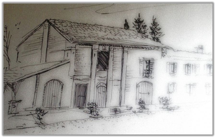 Pencil drawing of an agriturismo