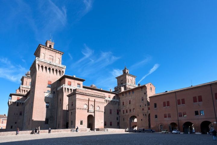 Italian historical centre with blue sky