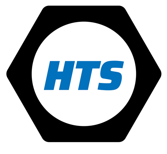 The hts logo is a blue and white circle in a black hexagon.