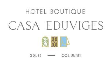 Logo for Casa Bosque Eduviges, with three stylized window icons below text.