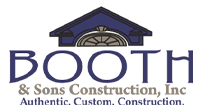 A logo for booth & sons construction inc , authentic , custom , construction.
