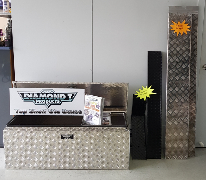 A diamond products sign is on a silver box