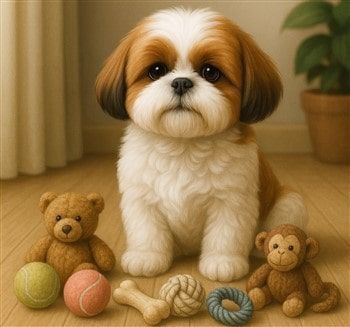 Shih Tzu Hiding Socks and Toys