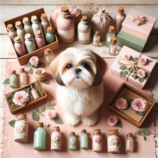 Cute Shih Tzu with Needed Items