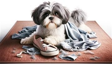 Shih Tzu Chewing on Shoe