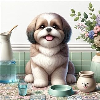 shih Tzu with Clean Water
