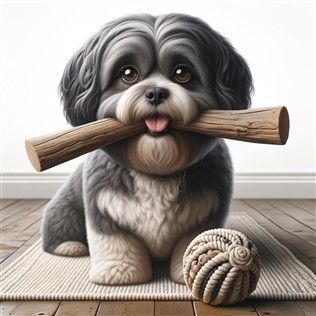 Shih Tzu adult dog with chew stick