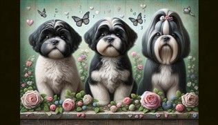 Shih Tzu dog aging from puppy to adult