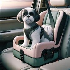Shih Tzu in Car Seat, Illustrated