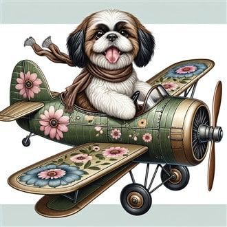 Shih Tzu in Cute Airplane for Holiday Travel
