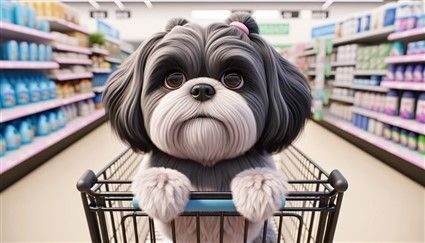 Shih Tzu in Shopping Cart