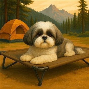 Shih Tzu on Cot at Camp
