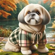Shih Tzu wearing dog coat 