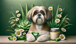 Shih Tzu with Aloe Plants for Skin Issues, Illustrated
