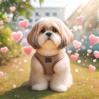Shih Tzu with Hearts Around Him